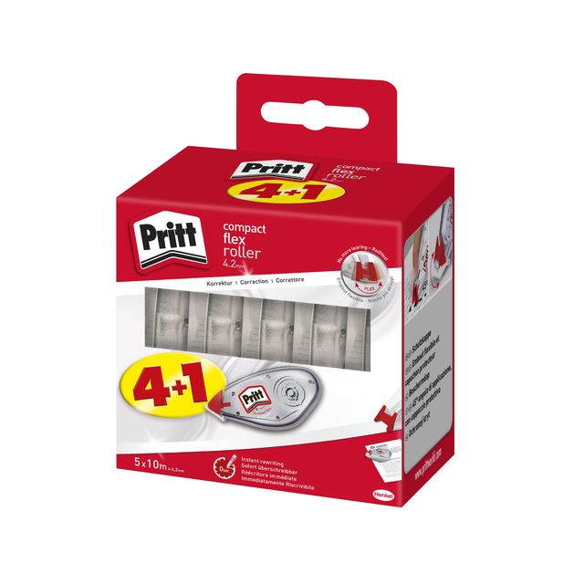 Pritt -  Correctiee Compact Flex 4.2mmx10m valuepack à 4+1 gratis | 6 stuks