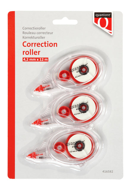 Quantore - Rouleau correcteur 4,2 mm blister de 3 pièces