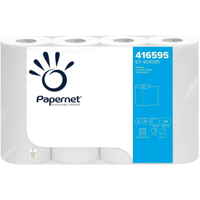 Papernet - essuie-tout, 2 épaisseurs, 64 feuilles, paquet de 4 rouleaux