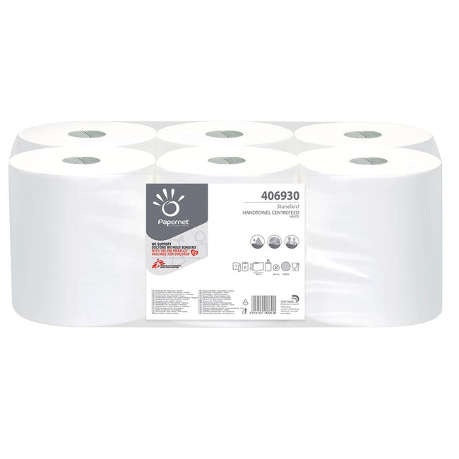 Papernet - essuie-tout Standard, alimentation centrale, 1 pli, 292 mètres, paquet de 6
