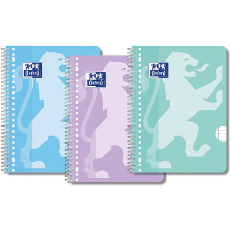 Oxford - Bloc de cours School A4+ ligne 23 trous 160 pages 80gr pastel assortis 3 pièces