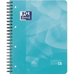 Oxford -  School Projectbook spiraalschrift, ft A4+, 4-gaats, gelijnd, aqua blauw
