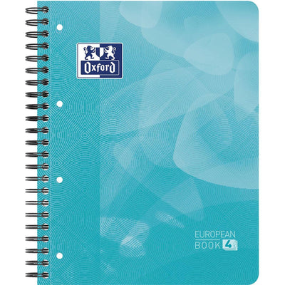 Oxford -  School Projectbook spiraalschrift, ft A4+, 4-gaats, gelijnd, aqua blauw