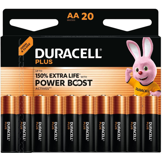 Duracell - pile Plus 100% AA, blister de 20 pièces