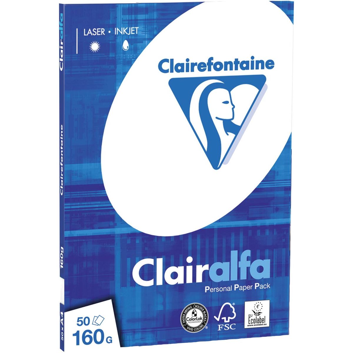 Clairefontaine - Papier de présentation Clairalfa A4, 160 g, 50 feuilles