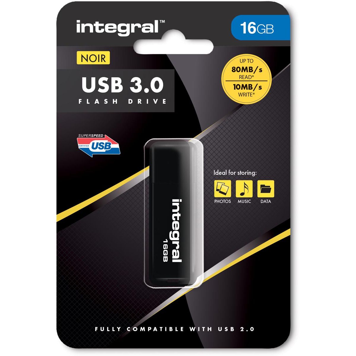 Integral - USB-Stick 3.0, 16 GB, schwarz