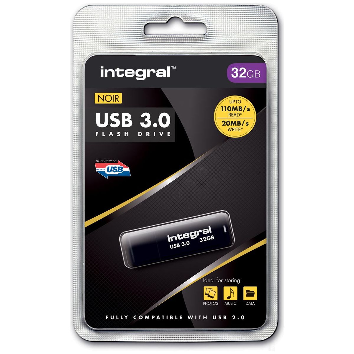 Intégral - USB Stick 3.0, 32 Go, noir