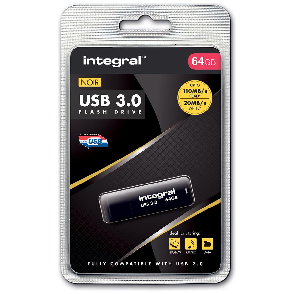 Integral - USB -Stick 3.0, 64 GB, Schwarz