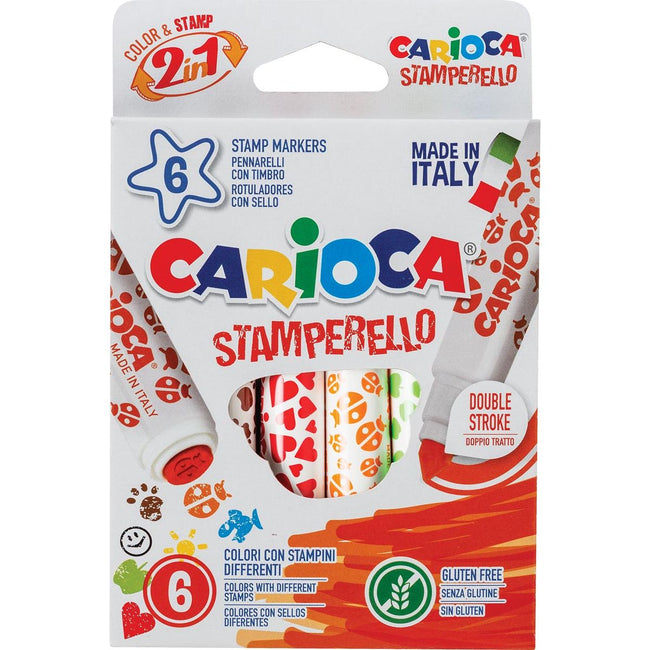 Carioca -  stempelstift Stamperello, doos van 6 stuks in geassorteerde kleuren