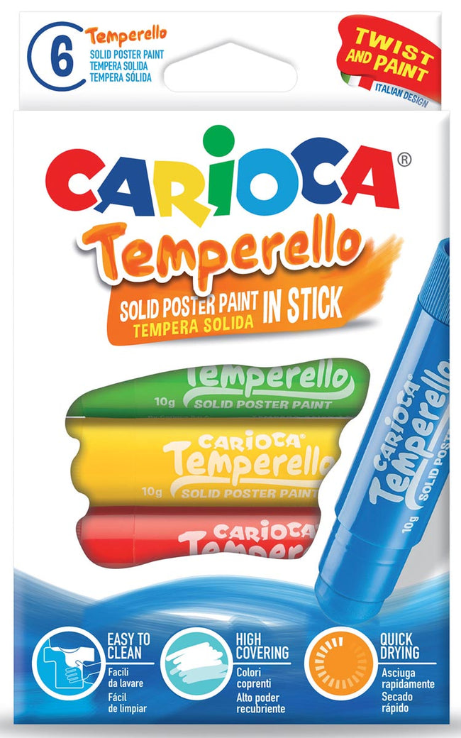 Carioca -  plakkaatverfstick Temperello, kartonnen etui van 6 stuks