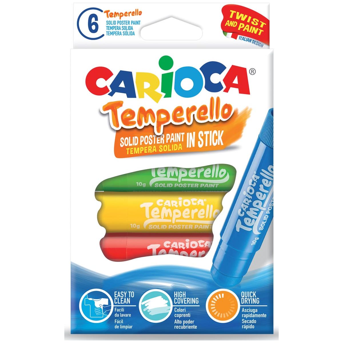 Cararioca - Plakkaatverfstick Temperrello, carton de 6 pièces