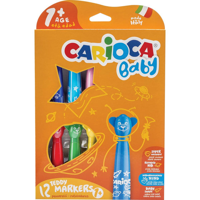 Carioca - Felt -Tip Sift Baby Teddy, boîte de 12 pièces en couleurs assorties