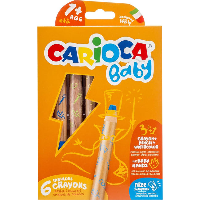 Carioca -  kleurpotlood Baby 3-in-1, geassorteerde kleuren, 6 stuks in een kartonnen etui
