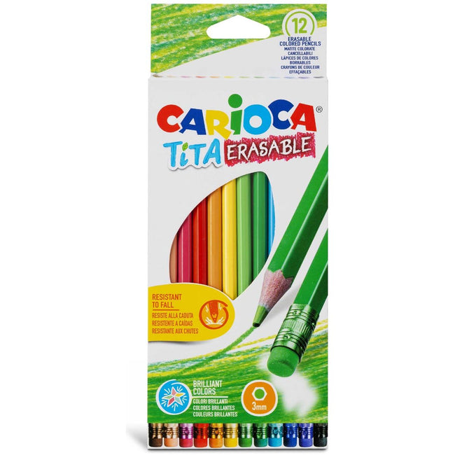 Cararioca - crayon de couleur avec gomme tita, 12 pièces dans une pochette en carton