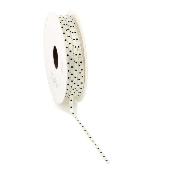 Kerst Lint small stars 3mm x 50 meter ivoor