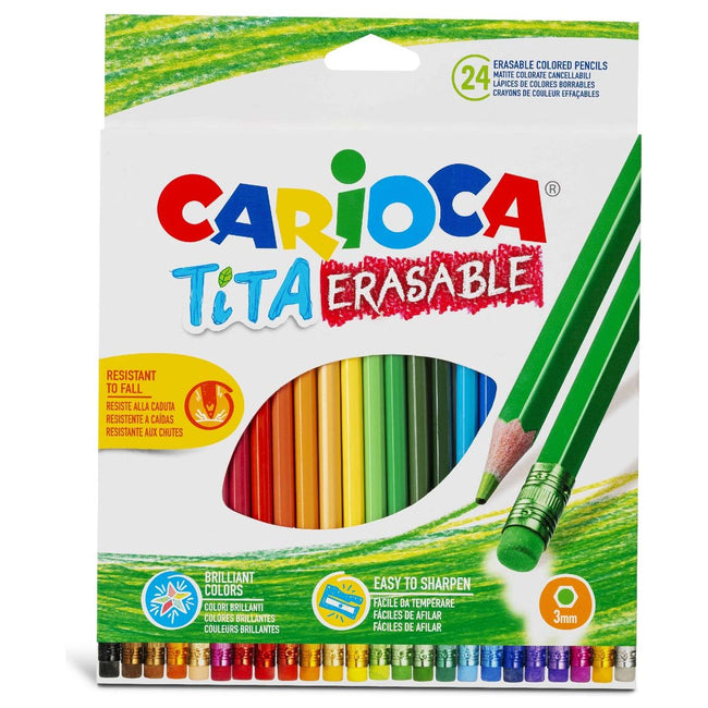 Cararioca - crayon de couleur avec gomme tita, 24 pièces dans une pochette en carton