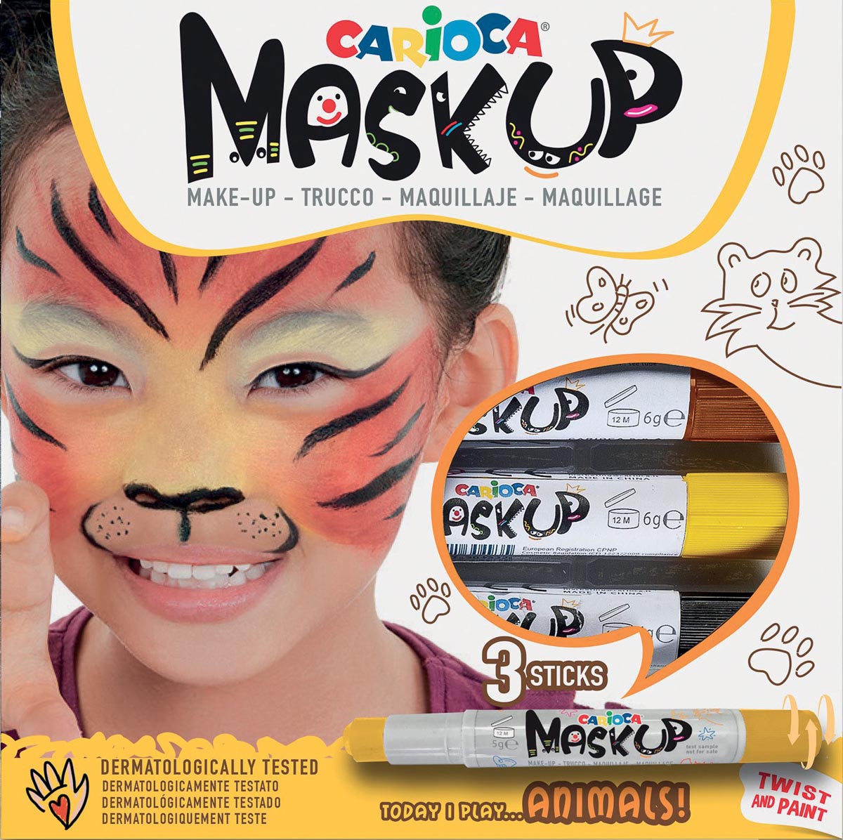 Carioca - maquillagestiften Mask Up Animals, doos met 3 stiften