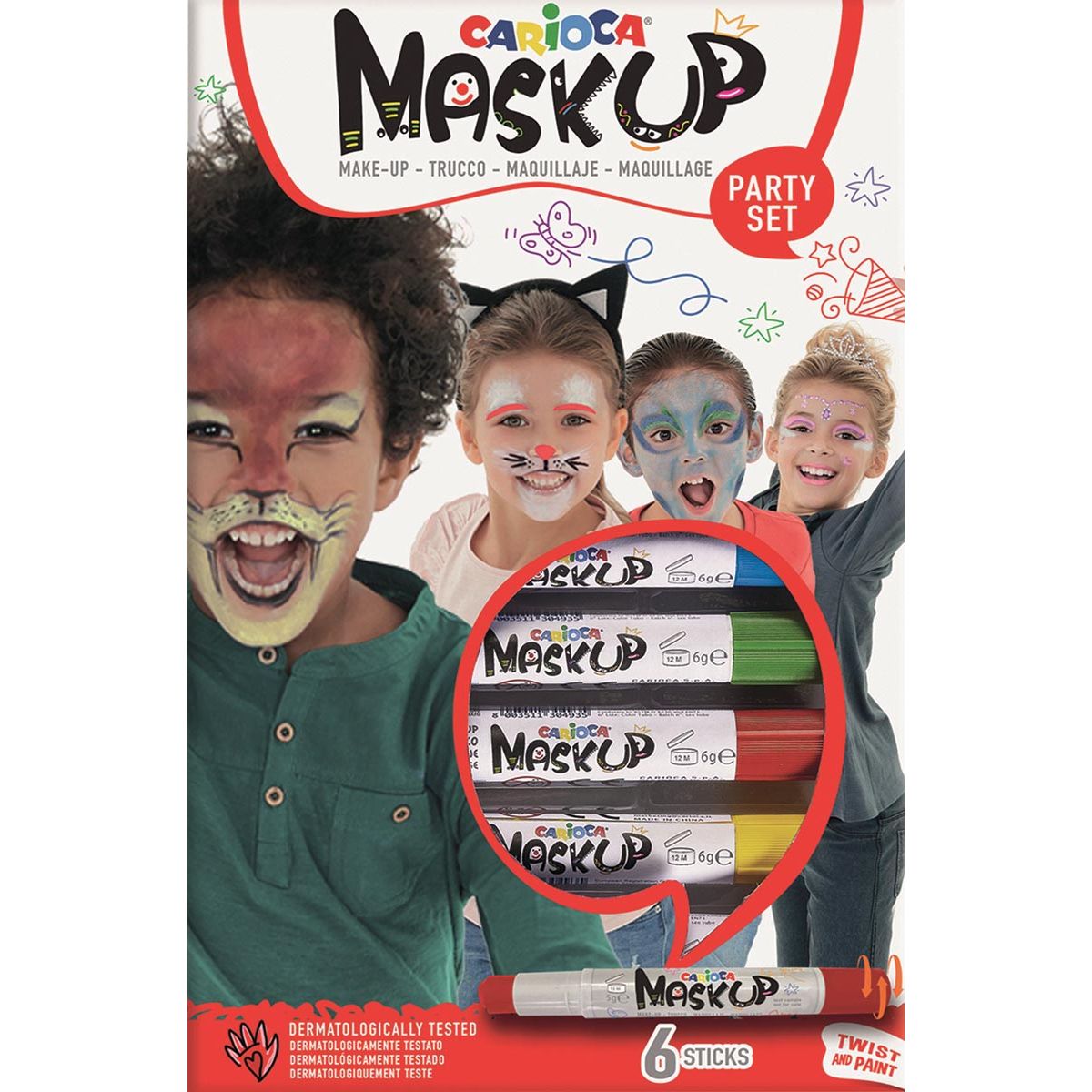 Carioca - Kit de maquillage en bâton de peinture pour le visage de 6 couleurs