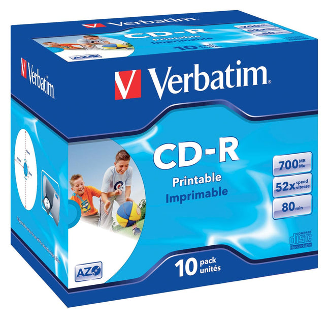 Verbatim - CD verbatim enregistrable, boîte de 10 pièces, emballé individuellement (boîtier de bijou)