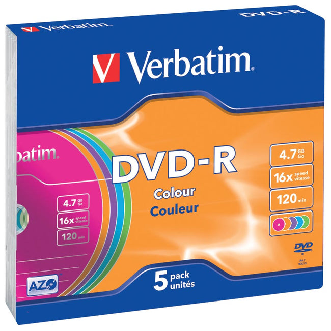 Verbatim - DVD Verbatim DVD -R -R -R, boîte de 5 pièces, emballé individuellement (boîtier mince)