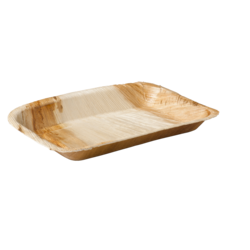 Biodore - ® Teller, rechteckig, 1 Fach, Palmblatt, 17x14cm 25 Stück