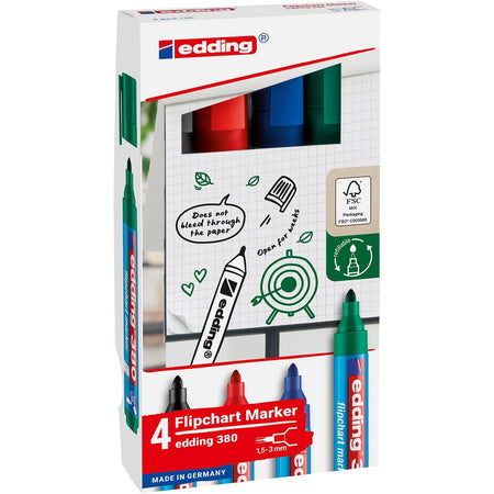 Edding - Feutre 380 paperboard rond 1,5-3mm assorti lot de 4 pièces