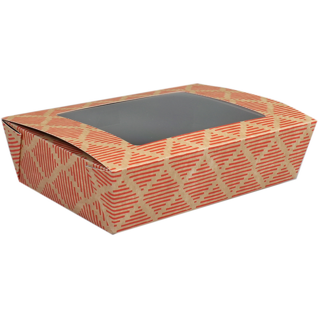 Klika - Sushibox | karton + PP | 180x120x50mm | met venster | rood | 225 stuks