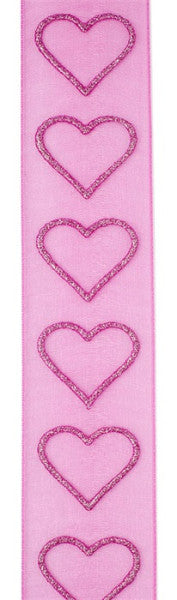 Ruban Coeurs Scintillants Magentha 10mx25mm