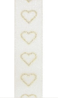 Lint valentijn glittering hearts goud 10m x 15mm
