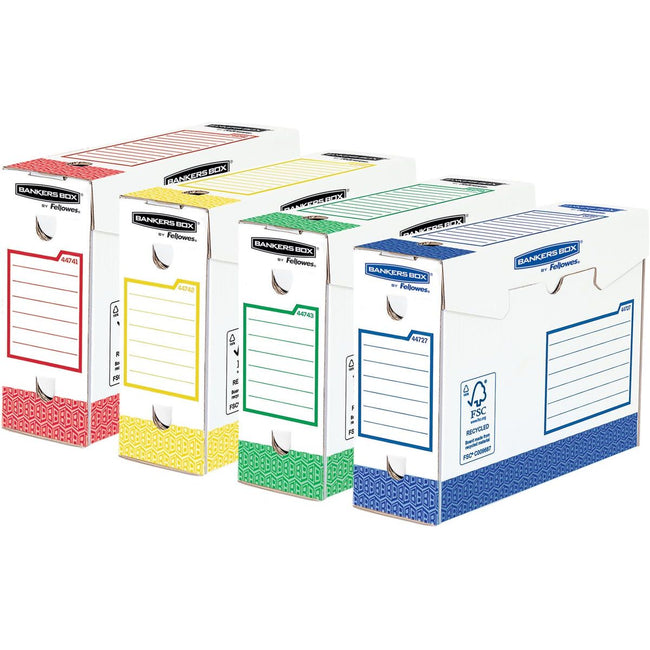 Bankers Box - Basic Archive Box Heavy Duty, Ft 9,5 x 24,5 x 33 cm, couleurs assorties, paquet de 8 pièces