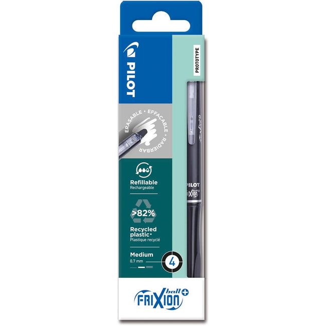 Pilot - FriXion Ball Plus Roller, mittel, schwarz, Karton mit 4 Stück