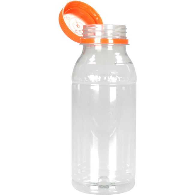 Klika - Bouteille | Petfles | Animal de compagnie recyclé | avec un capuchon fixe | 250 ml | Transparent / orange | 210 pièces