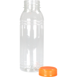 Klika - Fles | petfles | Gerecycled PET | met vaste dop | 330ml | transparant/oranje | 180 stuks