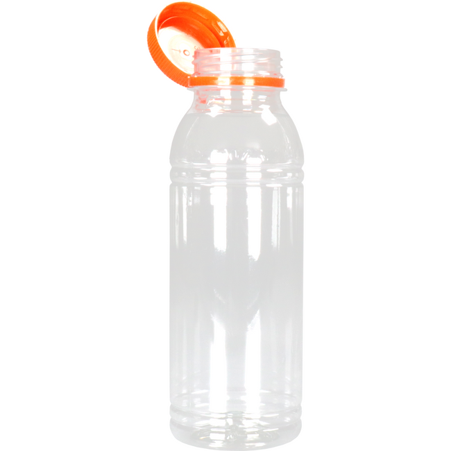 Klika - Fles | petfles | Gerecycled PET | met vaste dop | 330ml | transparant/oranje | 180 stuks