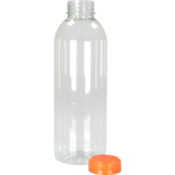 Klika - Fles | petfles | Gerecycled PET | met vaste dop | 750ml | transparant/oranje | 80 stuks