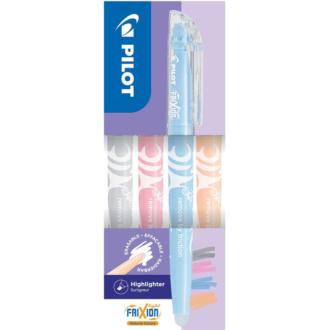 Pilot - FriXion Light Highlighter Natural, 4er-Box: Grau, Koralle, Himmelblau, Hellorange