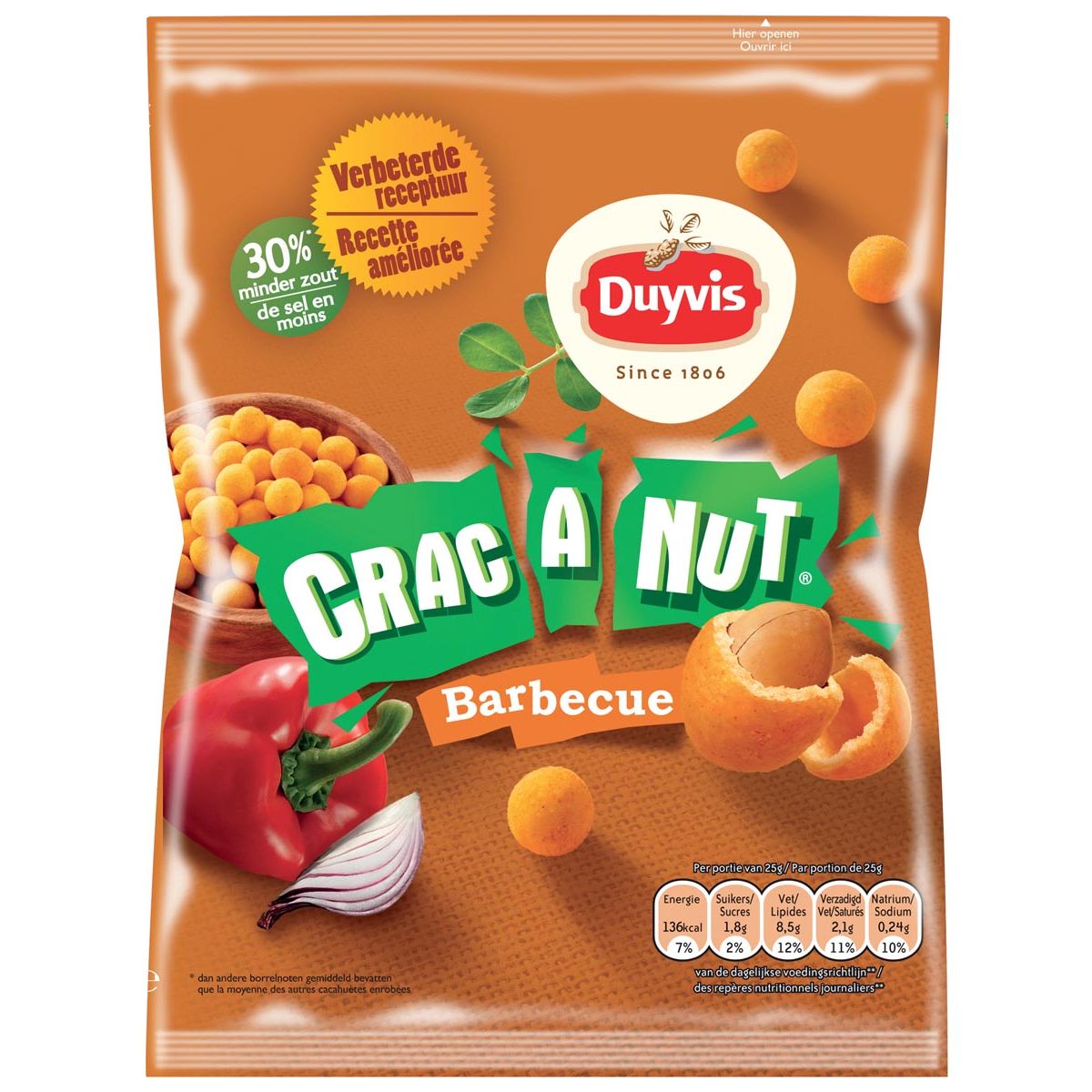Duyvis -  nootjes Crac A Nut barbecue, zakje van 200 gram
