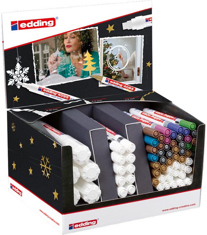 Edding -  Krijtmarker e-4085, e-4090, e-4095, display van 68 stuks