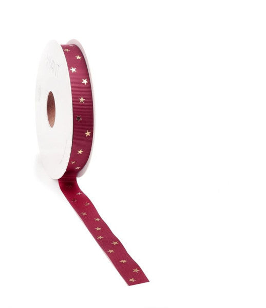 Kerst Lint Classic Star ribbon 15mm x 20 meter rood