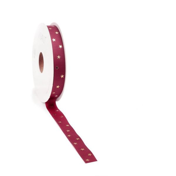 Kerst Lint Classic Star ribbon 15mm x 20 meter rood