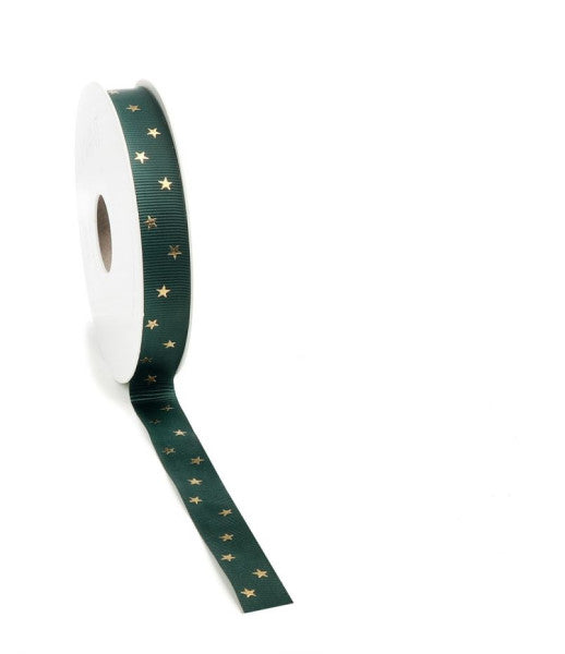 Ruban de Noël Ruban Classic Star 15 mm x 20 mètres vert