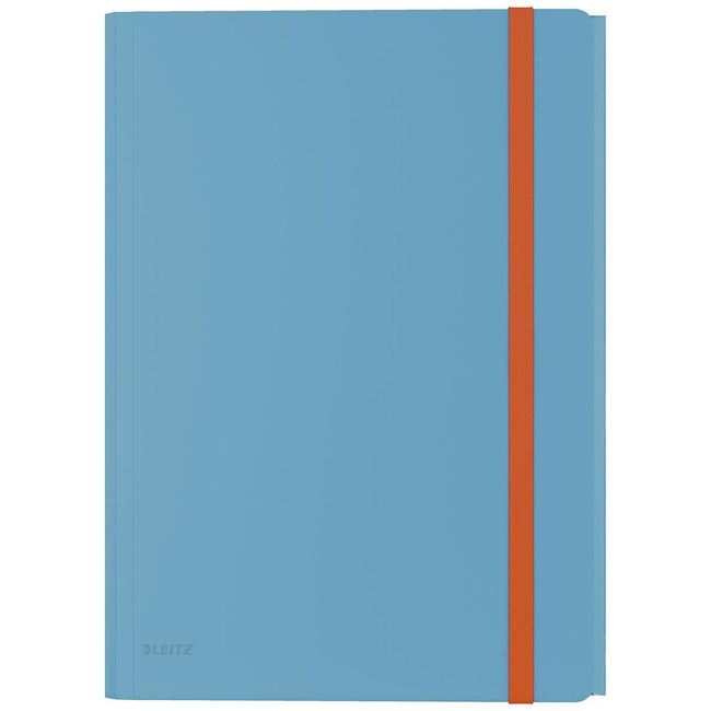 Leitz - Dossier confortable en élasto à 3 rabats, avec compartiment de rangement avec fermeture à bouton-poussoir, en PP, ft A4, bleu