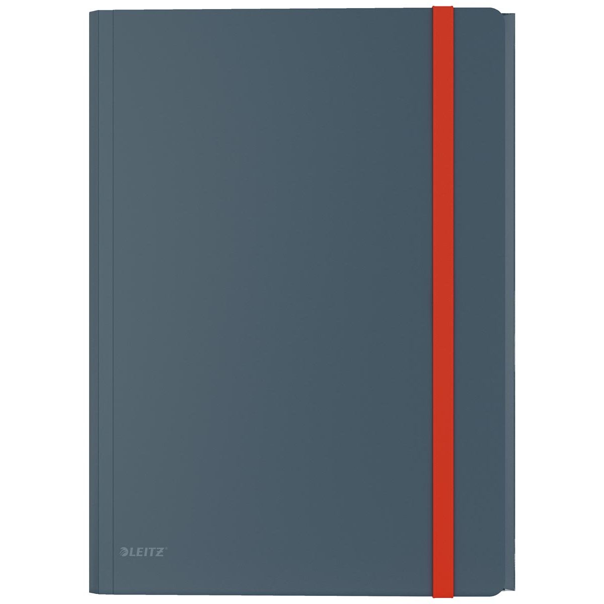 Leitz - Dossier confortable en élasto à 3 rabats, avec compartiment de rangement avec fermeture à bouton-poussoir, en PP, ft A4, gris