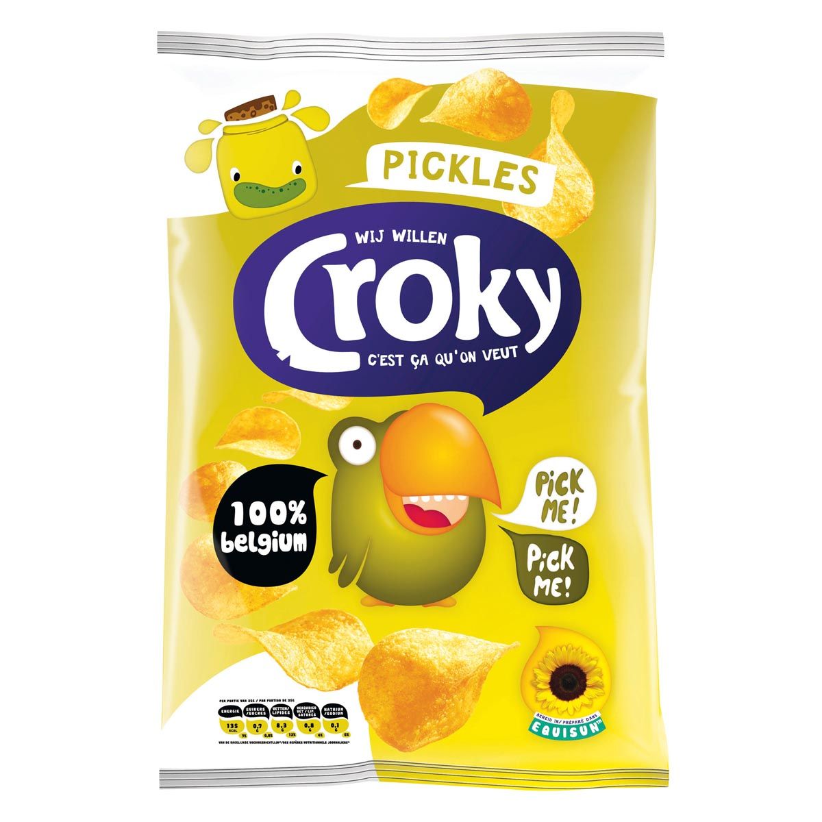 Croky - chips cornichons, sachet de 100 grammes
