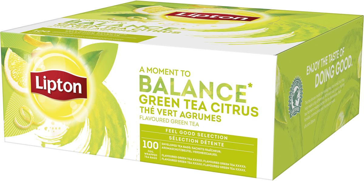 Lipton Tea Company - thé, Thé Vert Agrumes, paquet de 100 sachets