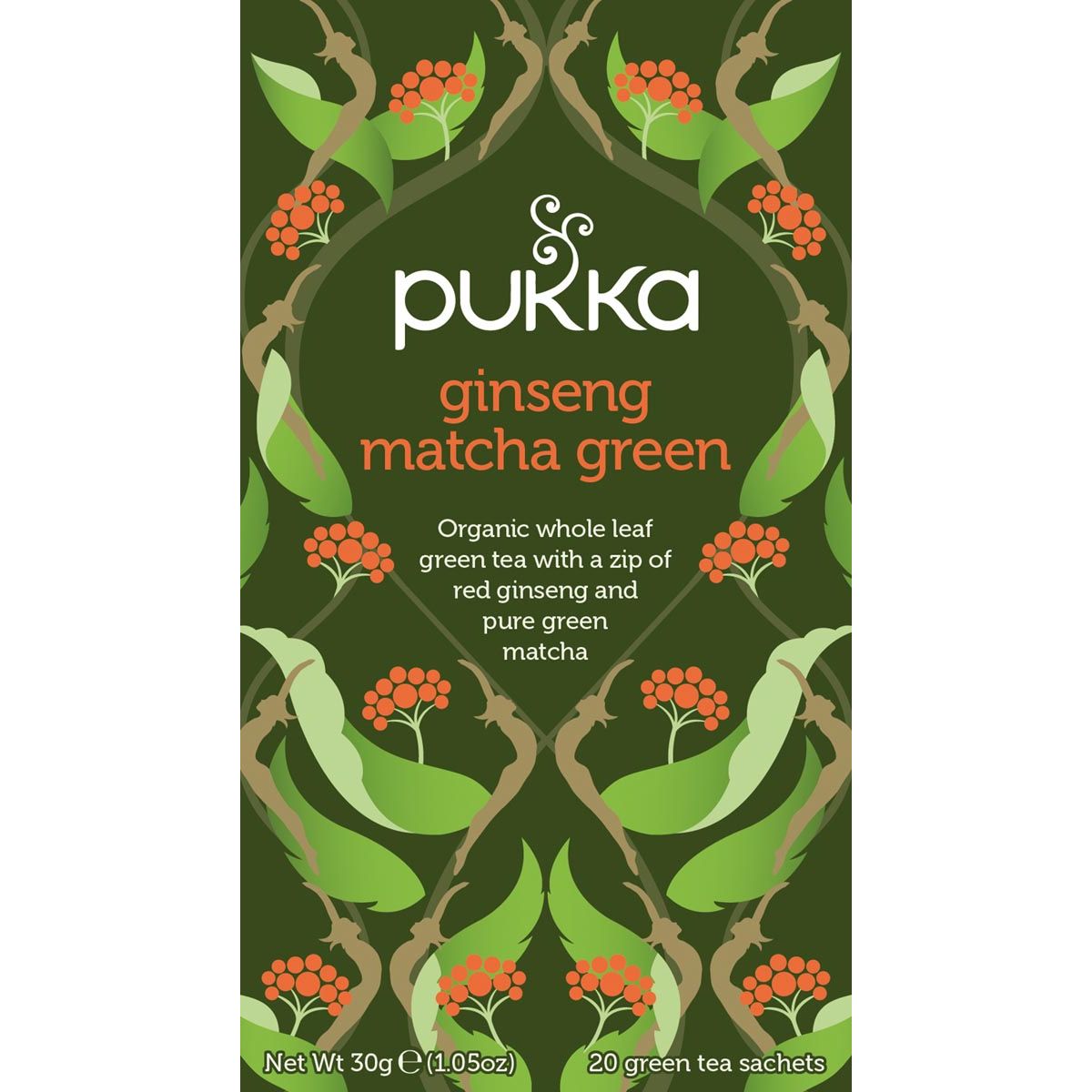 Pukka - thee bio, Ginseng Matcha Green, pak van 20 stuks