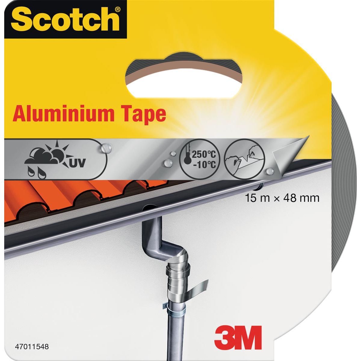 Scotch - reparatieplakband aluminium, ft 48 mm x 15 m, blisterverpakking