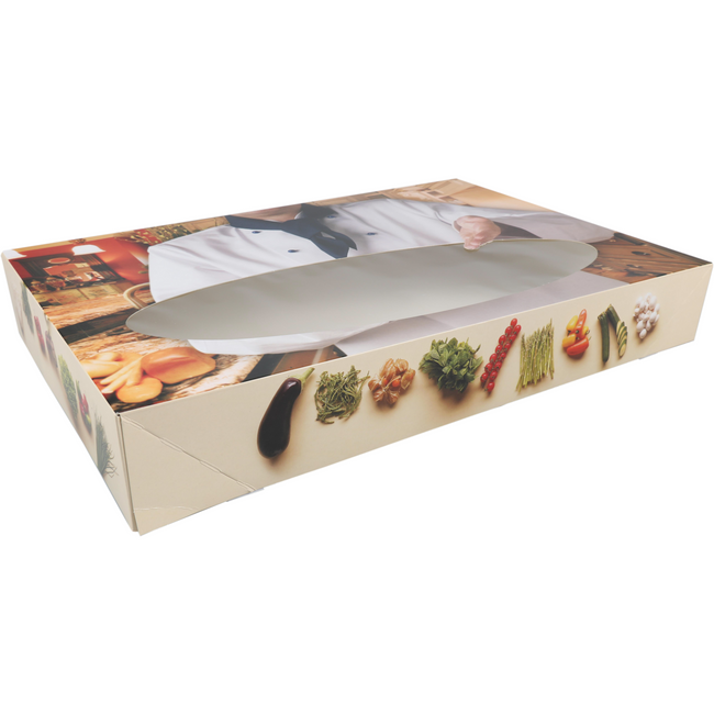 Bon Appetit - Cateringdoos | Bon appetit | karton + PLA | 250x358x76mm | met venster | wit | 10 stuks