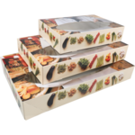 Klika - Cateringdoos | Bon appetit | karton + PLA | 310x460x80mm | met venster | wit | 10 stuks