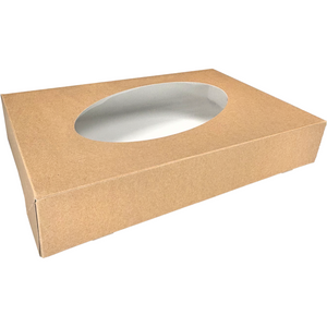 Klika -  Cateringdoos | karton + PET | 460x310x80mm | met venster | bruin/wit | 50 stuks
